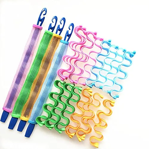 CENPEK 36-teiliges Lockenwickler-Spiral-Locken-Styling-Kit, keine Hitze, für langes Haar, 4 Farben, Schaum, Lockenwickler, Spiral, Mehrfarbig