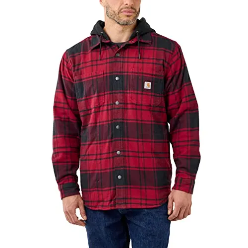 Carhartt Flannel Fleece Jacke schwarz/rot S von Carhartt