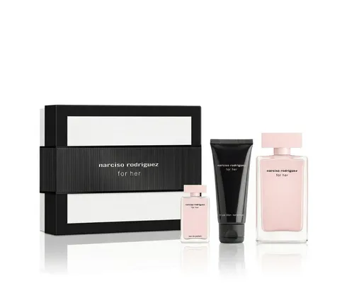 narciso rodriguez for her Geschenkset – Damen-Duft - Elegantes Geschenkset für Damen mit dem beliebten Duft narciso rodriguez for her. Enthält Eau de Parfum (100 ml) und eine praktische Mini-Version (10 ml) für unterwegs sowie eine pflegende Bodylotion (50 ml). Ideal für jeden Anlass!
