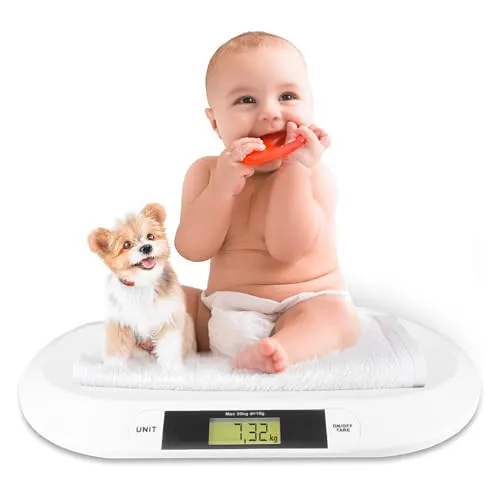 Silvergear® Babywaage - Digitale Kinderwaage bis 20kg - Babywaage mit präziser Messung bis 20 kg, ideal für das gesunde Wachstum Ihres Kindes. Große Wiegefläche und Tara-Funktion für genaue Ergebnisse.