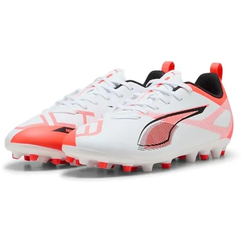 Puma Ultra 5 Play Mg Fußballschuhe Weiß EU 38 - Fußballschuhe für junge Talente, leichtes Design mit geprägtem Stützrahmen für Stabilität und optimale Traktion auf Kunstrasen und harten Oberflächen.