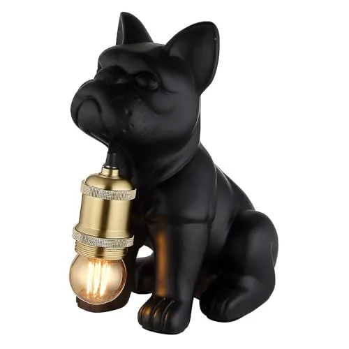 LED Tischleuchte Hund Keramik Schwarz - Charmante Beistelllampe für jedes Zimmer - Stilvolle Tischleuchte in Form eines Hundes, gefertigt aus hochwertiger Keramik und Metall. Ideal als dekorativer Akzent im Wohnzimmer oder Schlafzimmer, sorgt für eine warme Atmosphäre.