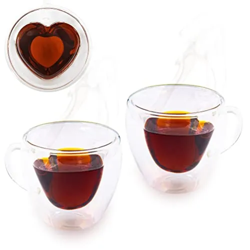 Blümelhuber 2er Glas Tassen Set Doppelwandige Gläser in Herzform