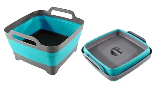 Edco SPÜLSCHÜSSEL 10L faltbar 30x30cm platzsparend Waschbecken Faltschüssel Waschschüssel Campingschüssel Camping Spül Korb 2-Varianten 5 (Grün)