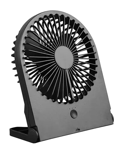 RL LIVE YOUR LIGHT Reality Leuchten Tisch Ventilator Breezy R044-02, Kunststoff Schwarz matt, 2 Watt, Akku Betrieb, USB-C, 3 Stufen