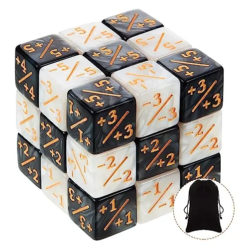 Stücke Würfel Zähler, MTG Würfels, Magic Würfel Set, Token Würfels | Loyalität Würfe D6 Kompatibel mit MTG, CCG, Kartenspiel Zubehör, Aufbewahrungsbeuteln (Schwarz und weiß) 24