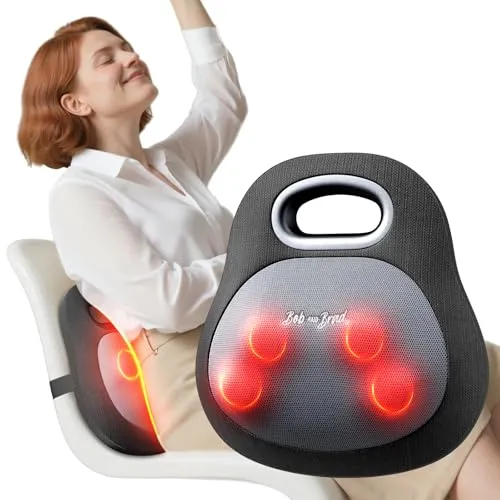 BOB AND BRAD Kabelloses Rückenmassagegerät mit Wärme zur Schmerzlinderung, EZBack Go 4D Shiatsu Nackenmassagegerät, Massagekissen für Nacken Rücken Schultern Lendenbereich, Büro Auto Zuhause