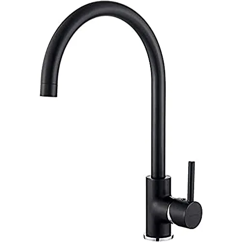 GRIFEMA GRIFERÍA DE COCINA-G4001B | Küchenarmatur - Wasserhahn Küche mit Hoher Auslauf(246mm), Schwarz | Einhand-Spültischbatterie, G3/8'' Anschlüsse, Hochdruck, 360° Schwenkbar