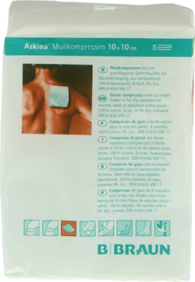 ASKINA Mullkompressen 10x10 cm unsteril 8fach 100 St