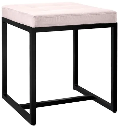 CLP Sitzhocker Barci I Moderner Hocker - Stilvolle Hocker mit hochwertig gepolsterter Sitzfläche im Steppmuster und stabiler Bauweise. Ideal als Fußhocker oder Schminkhocker, belastbar bis 150 kg und perfekt für kleine Räume.