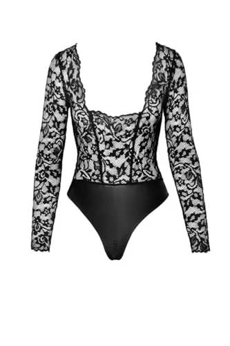 Body Psyché F296 Wetlook et Dentelle - 3XL - Noir