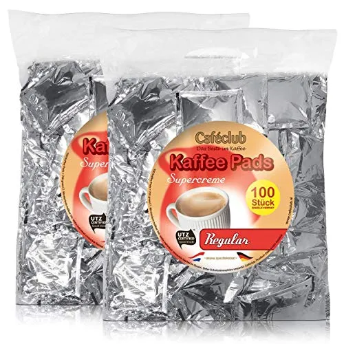 2x Cafeclub Regular Kaffeepads Megabeutel je 100 stk. normale Röstung einzeln verpackt