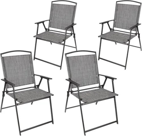 BRUBAKER 4er Set Gartenstuhl Bergamo - Wetterfester Klappstuhl für Terrasse und Balkon - Robust und platzsparend: Der Gartenstuhl Bergamo aus pulverbeschichtetem Stahl und strapazierfähigem Mesh-Gewebe bietet hohen Komfort und ist ideal für Garten, Balkon und Camping. Klappbar für einfache Lagerung und Transport.