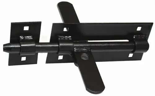 Bolzenriegel 150/16 - Beidseitiger Türriegel in Schwarz - Türriegel aus robustem Stahl mit pulverbeschichtetem Finish, ideal für Türen und Tore, made in Germany.