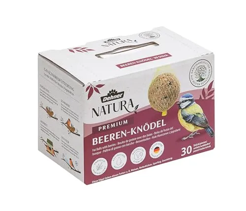 Produktbild Dehner Natura Premium Meisenknödel mit Netz, Beerenknödel, ganzjähriges Wildvogelfutter proteinreich / energiereich, 30 Stück je 90 g (2.7 kg), Karton aus FSC-zertifizierter Produktion