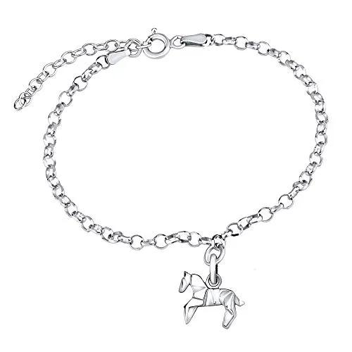SILVEGO Damen Armband aus 925 Sterling Silber Origami Pferd - Elegantes Damenarmband aus 925 Sterling Silber in Weißgold-Optik, mit einem einzigartigen Origami Pferd-Anhänger. Perfekt als Geschenk in einer stilvollen Geschenkbox.