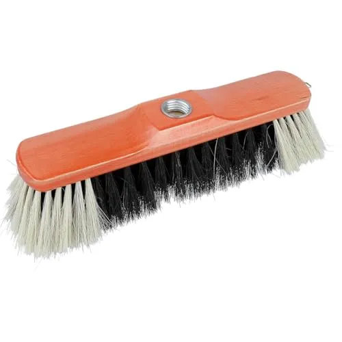 EUROHOME Zimmerbesen aus Teakholz lackiert mit Rosshaar - Besenkopf 31 cm robust aber sanft zum Boden - Stubenbesen dicht gewebt - Besen mit dunklen Borsten - Rosshaarbesen einfach auszubürsten