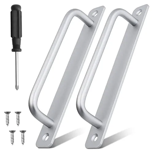 2Pcs Schiebetür Handgriff Set,18cm Scheunentorgriffe mit Platte,Schrank Türgriffe Metall mit Schraube Schraubendreher,Küchen Türgriff für Scheunentor,Gartentorgriffe,Kleiderschrank Schublade Möbel Tor