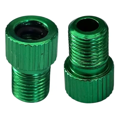 cyclingcolors 2X Fahrrad-Ventil Adapter Fahrradpumpenanschluss für Adapter für Presta Französischen Schrader Ventile Schlauchverbinder Reifen Kompressor, Grün