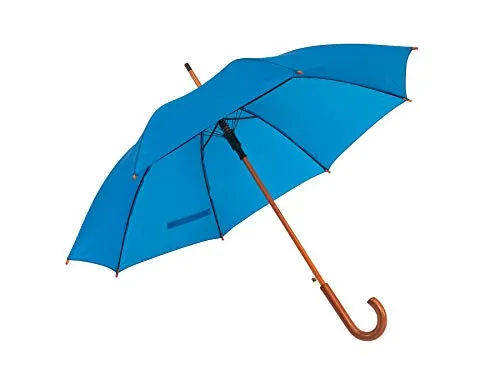 Automatik Regenschirm Holzschirm Stockschirm Portierschirm mit gebogenem Rundhaken Holzgriff in 103 cm Durchmesser von notrash2003 (Royalblau)