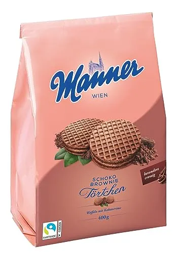 Manner Törtchen | knusprige kakao Kekse mit Schoko Brownie Füllung | 1er Pack (400 g)