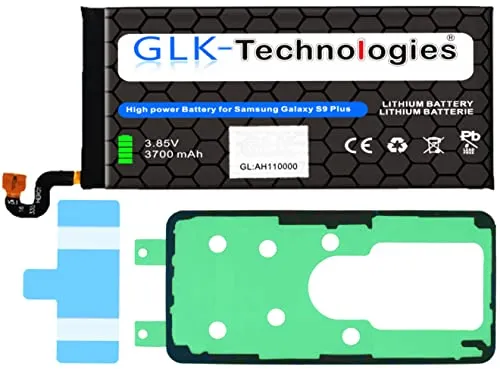 High Power Ersatzakku kompatibel mit Samsung Galaxy S9 + Plus SM-G965F EB-BG965ABA | Original GLK-Technologies Battery | accu | 3700 mAh Akku | inkl. 2X Klebebandsätze