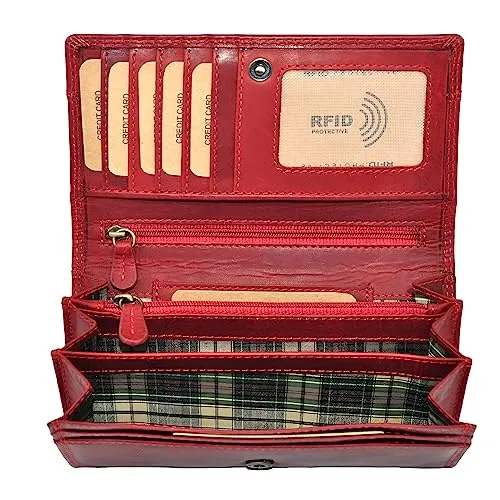 Benthill Geldbörse Damen - Echt Leder Portemonnaie mit RFID-Schutz - Elegante Geldbörse aus echtem Leder, ausgestattet mit RFID-Schutz und mehreren Kartenfächern. Ideal für stilbewusste Frauen, die Sicherheit und Design schätzen.