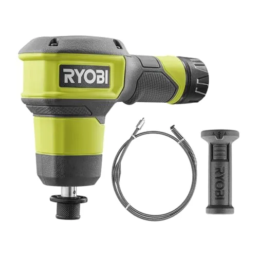 RYOBI Kabelloser Abflussreiniger 4 V USB Lithium RDA4-0 – Kabel 0,9 m, Kopf 10 mm, 200 U/min, IPX7 wasserdicht, Ø Rohre 32 – 50 mm, kompakt und leicht, für Waschbecken, Badewanne und Duschen (ohne