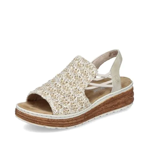 Rieker Damen 62741 Keilsandaletten, Beige, 39 EU - Wanderschuhe mit Extraweite für optimalen Komfort und Unterstützung bei langen Wanderungen.