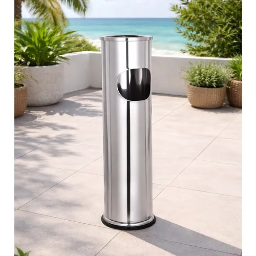 Produktbild XL Standaschenbecher Windaschenbecher Mülleimer Outdoor Stand Ascher Chrom