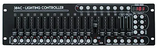 E-Lektron C-384C DMX Controller - Lichtmixer für Bühnen und DJ's, 384-Kanal DMX Controller mit 24 DMX-gesteuerten Leuchten und 23 programmierbaren Szenen, ideal für kreative Lichtsteuerung.