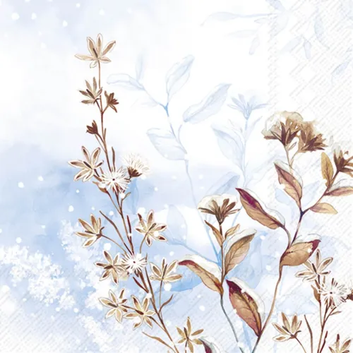 IHR Icy Branches Cocktail-Servietten Servietten Papier Winter 25x25 cm hellblau
