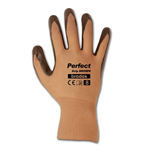 Arbeitshandschuhe 12 Paar Latexbeschichtung Gr. 9 braun Montagehandschuhe Gartenhandschuhe Arbeitsbekleidung Sicherheitshandschuhe Schutzhandschuhe