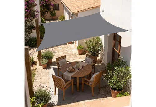 SUNULA Sonnensegel Balkon 160g/m² Polyester UV Schutz Sonnenschutz Terrasse Garten, Dreieckig, Anthrazit 3 x 3 x 3 m