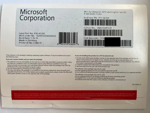 Produktbild Microsoft Windows Server 2012 Datacenter 64 Bit