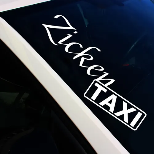 Frontscheibenaufkleber Zickentaxi Weiß Glanz Sticker Tuning Auto Decal FS135