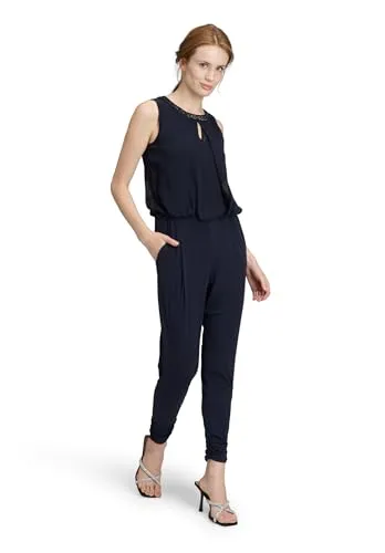 Vera Mont Damen 0012/4835 Jumpsuit, Blau (Night Sky 8541), 34 - Eleganter Jumpsuit aus Jersey und Chiffon, ideal für jeden Anlass und vielseitig kombinierbar. Perfekt für stilvolle Auftritte!