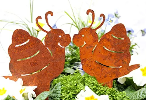 LB H&F Lilienburg Roststecker Herbst Herbstdeko Gartendeko Gartenstecker Rost Metall Dekofigur Gartenfigur Rostfigur (2er Set Schnecke)