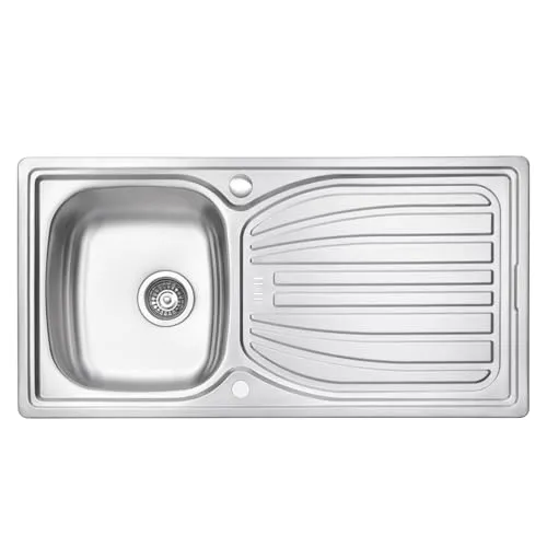 JASSFERRY Edelstahl Küchenspüle 1 Becken Einsatz, 980 x 510 mm Reversible Einbauspüle mit Überlauf