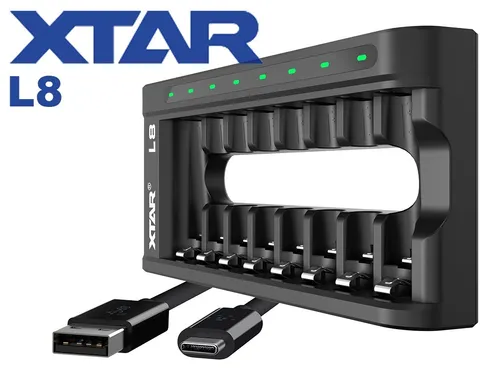 Intelligentes Ladegerät für AA/AAA-Akkus – 8 Kanäle, 1,5 V und 1,2 V