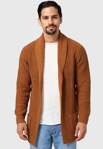Indicode Strickjacke Anaheim - Strickjacke in braun mit 2 aufgesetzten Taschen, ideal für lässige Looks. Aus 60% Baumwolle und 40% Polyacryl für hohen Tragekomfort.