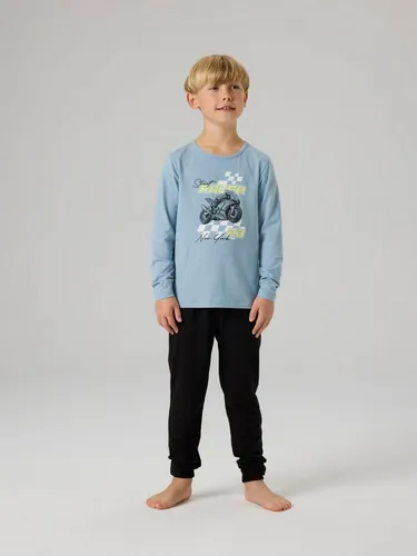 NAME IT Boy Nachtwäsche-Set aus Bio-Baumwolle - Zweiteiliges Pyjama-Set mit langen Ärmeln und elastischem Bund für besten Tragekomfort. Hergestellt aus 95% Bio-Baumwolle und 5% Elasthan - perfekt für erholsame Nächte.