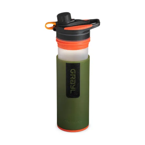 Grayl Geopress Wasserfilterflasche - Oasis Green - Outdoor Trinkflasche mit innovativer OnePress Global Protection Technologie, entfernt 99,99% der Krankheitserreger und bietet schnellen Zugang zu sauberem Wasser bei Abenteuerreisen und Trekking.