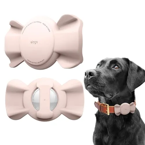 elago Ribbon Hülle für Haustierhalsband, kompatibel mit Apple AirTag, niedlich gestaltete Halterung für Hunde- und Katzenhalsband, Schlaufengeschirr [Ortungsgerät Nicht im Lieferumfang enthalten]