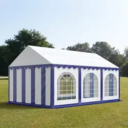 TOOLPORT PRO 4x6m Partyzelt in Blau-Weiß mit Bodenrahmen in blau von Toolport