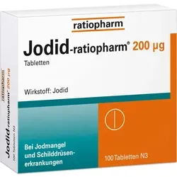 Jodid-Ratiopharm 200 µg - 100 Tabletten - Arzneimittel zur Vorbeugung und Behandlung von Jodmangel und Schilddrüsenerkrankungen, ideal für Schwangere und Stillende zur Unterstützung der Schilddrüsenfunktion.