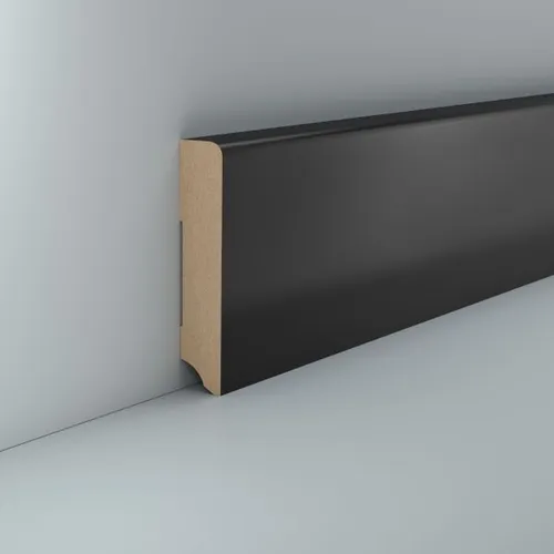 Sockelleiste schwarz 96 mm MDF foliert Schwarze Fußleiste Modern 19 x 96 mm