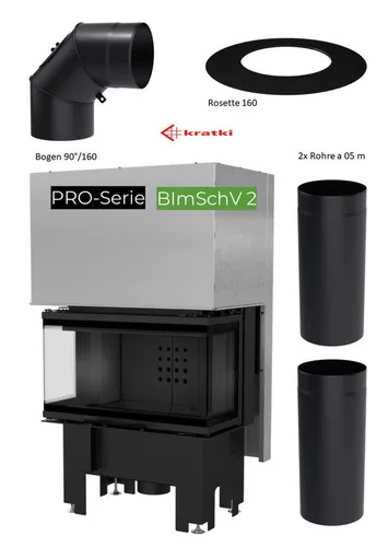 Kamineinsatz KRATKI NBC 680/280 7 kW Ø 160 mit Schiebetür schwarz - Kaminofen mit effizienter Verbrennung und modernem Design. Hochtemperaturbeständig und mit Clean-Glass-System für weniger Rußablagerung. Ideal für gemütliche Abende.