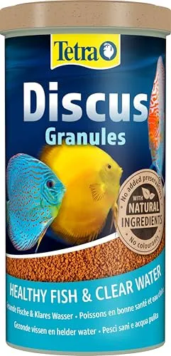 Tetra Discus Granules - Fischfutter für alle Diskusfische, fördert Gesundheit, Farbenpracht und Wachstum, 1 L Dose