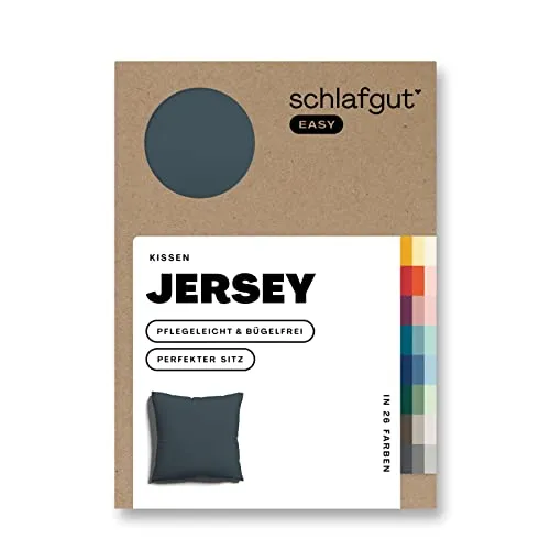 Schlafgut Easy Jersey Kissenbezug 80x80 cm Grey Deep mit 100% Baumwolle, superweicher & atmungsaktiver Kopfkissenbezug